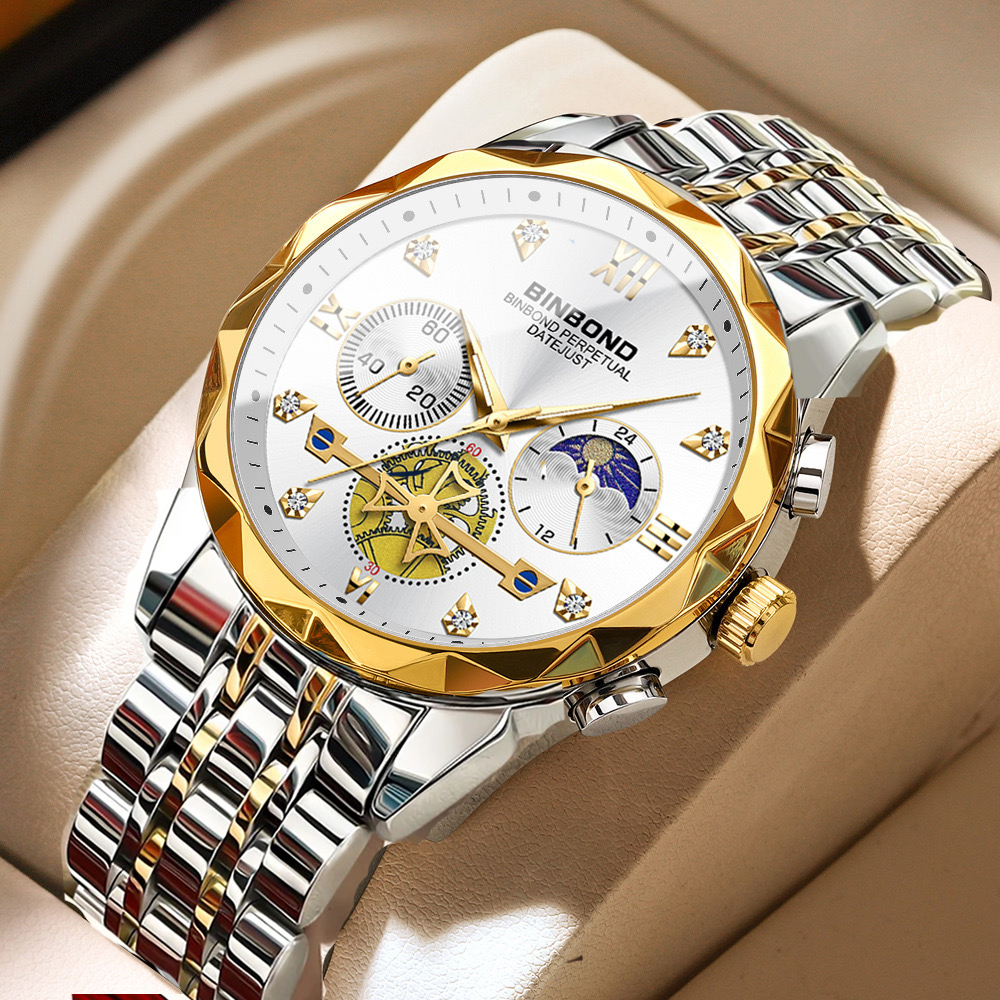 New Luxury Watch For Men Stainless Steel Waterproof Business Sport Wristwatches- Silver