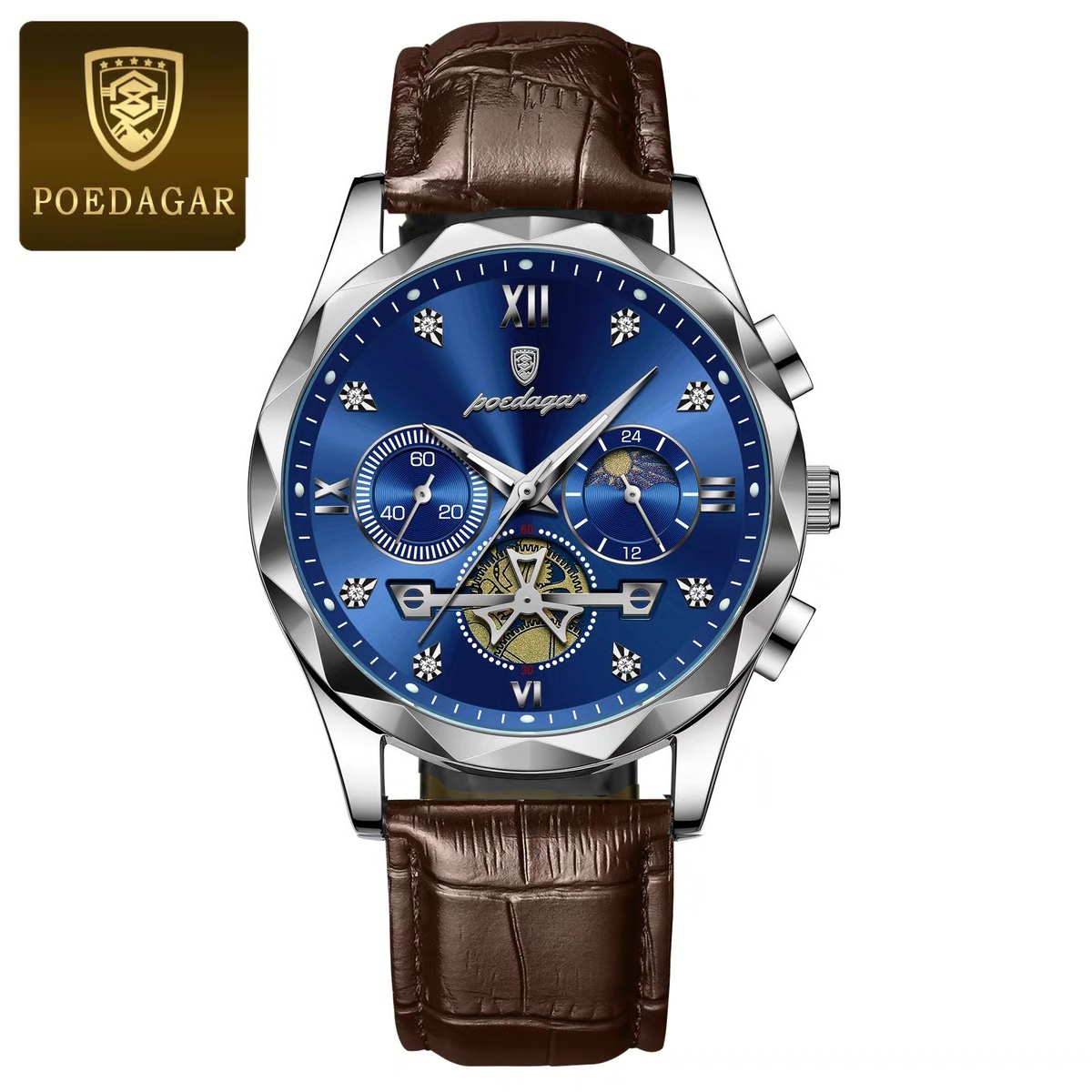 POEDAGAR Con belt Luxury Watch for Men Leather Man Wristwatch Quartz- Blue & Silver      (0 Star Reviews)